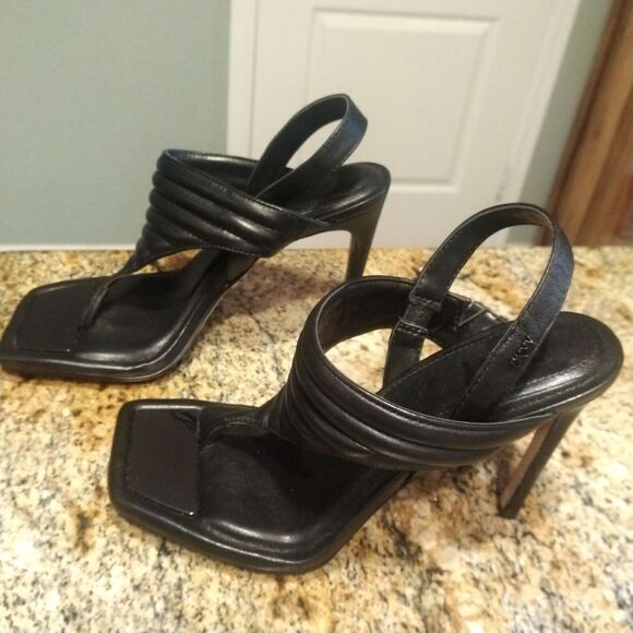 DKNY Black Ralia Platform Double Padded Strap Slip On Stiletto Heels Womens 7.5 - Picture 8 of 11